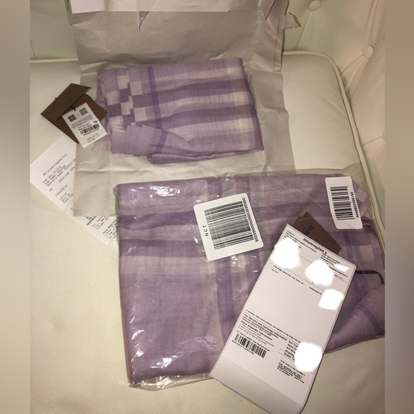 Burberry Scarf Light Green Peridot Pale Blue Check - Picture 11 of 16